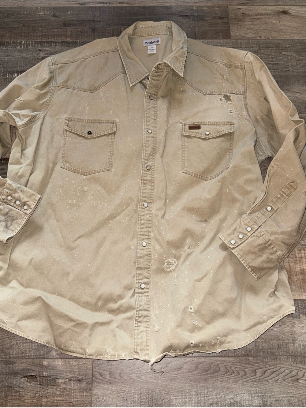 Vintage Carhartt Men’s Work Shirt/jacket With Pearl Snaps Size 4XL